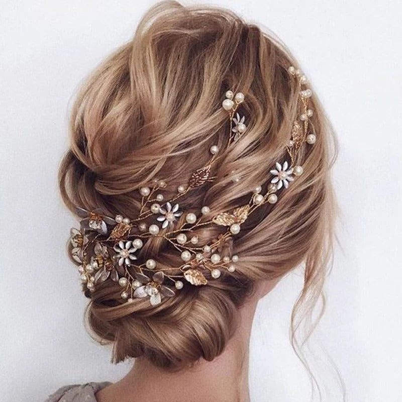 Accessoire pour mariage cheveux - Ceinture perlée - Cheveu Soyeux