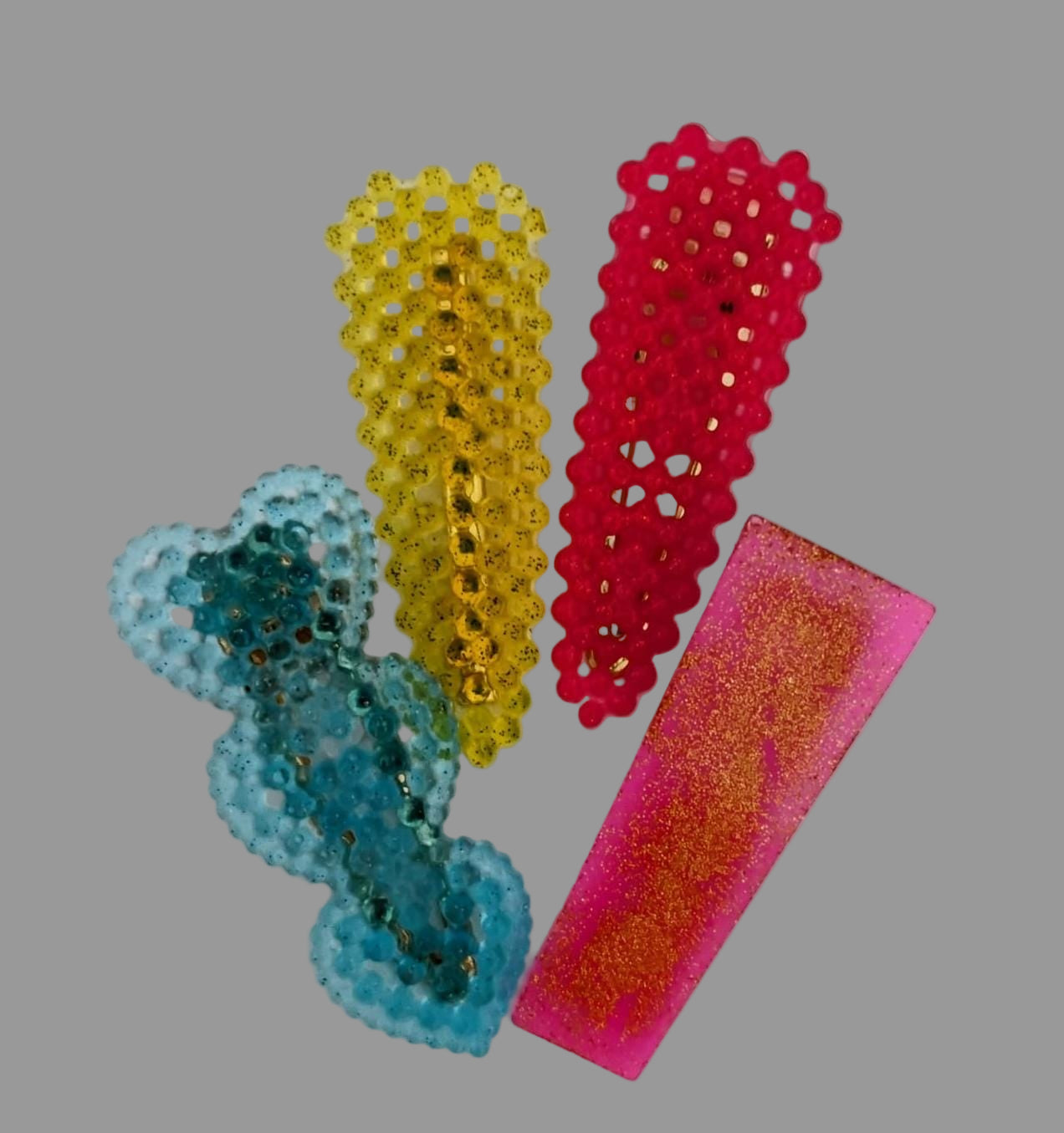 Barrette Cheveux Brillia™ – Résine Pailletée Artisanale