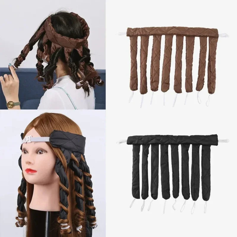 Utilisation sur cheveux du Bandeau boucleur sans chaleur - Bigoudis doux pour cheveux naturels et soyeux