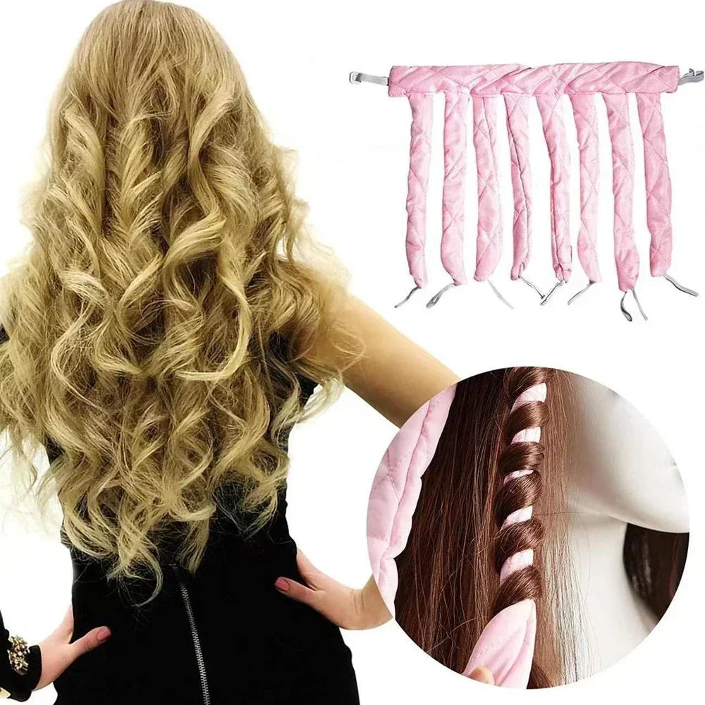 Belle chevelure bouclée blonde avec Bandeau boucleur sans chaleur - Bigoudis doux pour cheveux naturels et soyeux