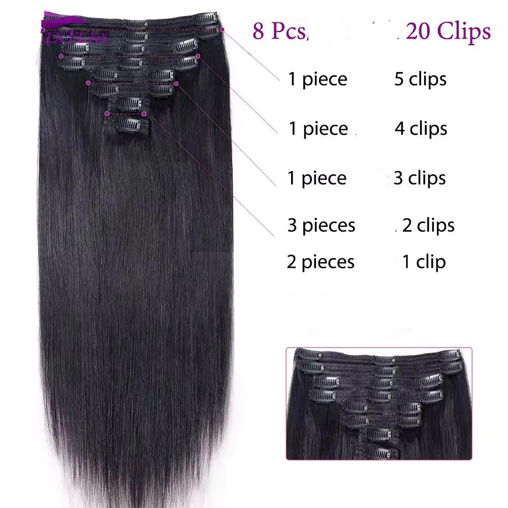 Extension clip cheveux - Longueur Brune - Cheveu Soyeux