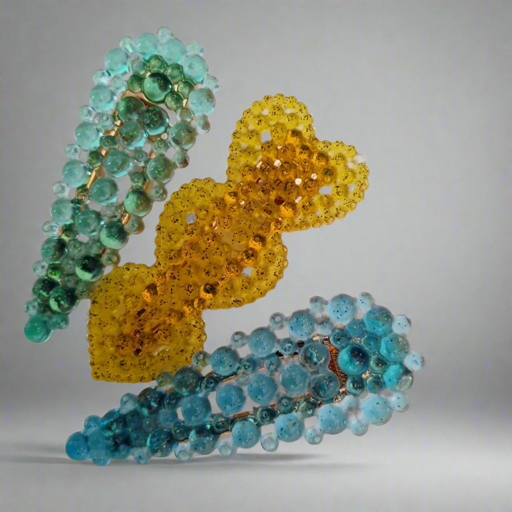 trois barrettes artisanales uniques trio