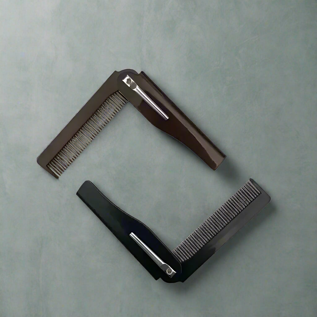 Peigne de cheveux pliable noir et écaille de tortue, pratique pour les voyages, facilement rétractable pour un rangement compact