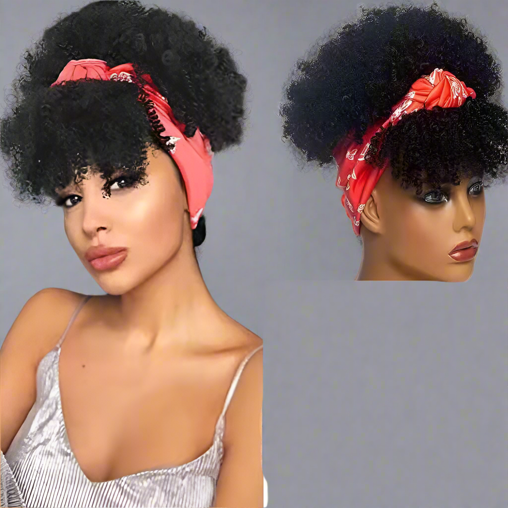Perruque femme avec bandeau-Bouclée Afro