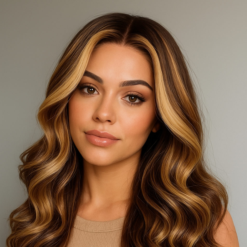 Perruque femme - Long cheveux humain balayage doré