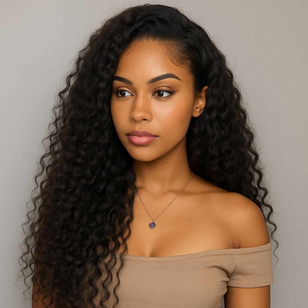 Perruque femme - Longue ondulée brune - Cheveu Soyeux