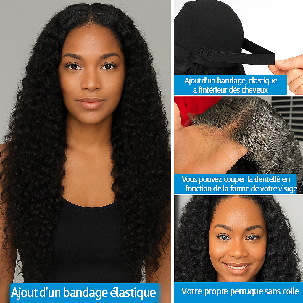 Perruque femme - Longue ondulée brune - Cheveu Soyeux