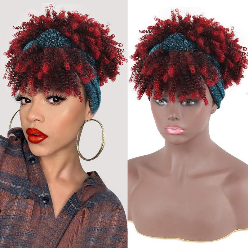 Perruque femme avec bandeau-Bouclée Afro