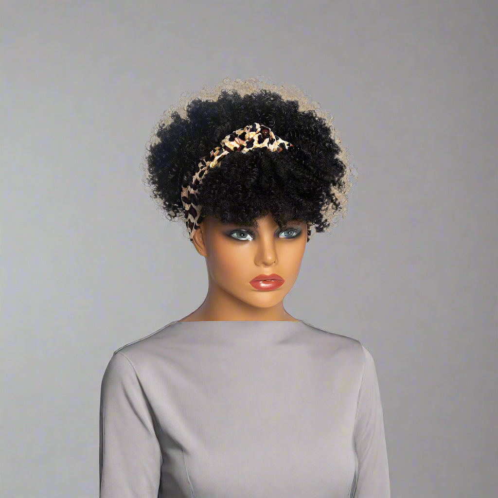 Perruque femme avec bandeau-Bouclée Afro