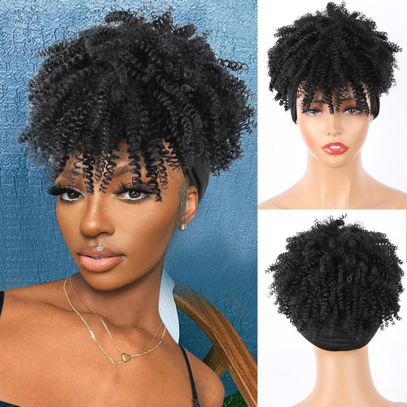 Perruque femme avec bandeau-Bouclée Afro