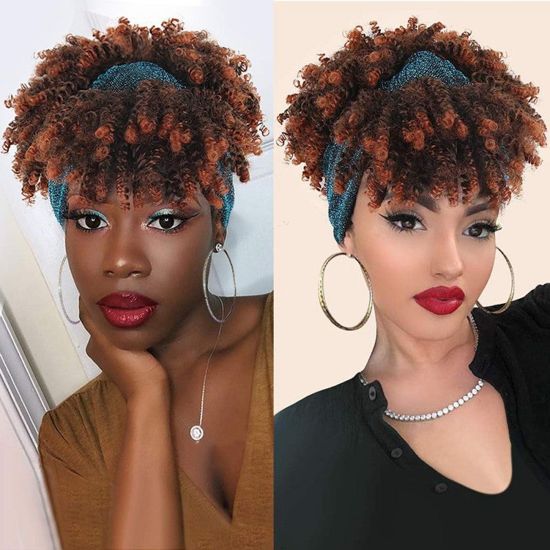Perruque femme avec bandeau-Bouclée Afro