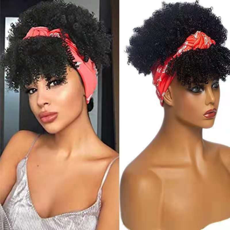 Perruque femme avec bandeau-Bouclée Afro