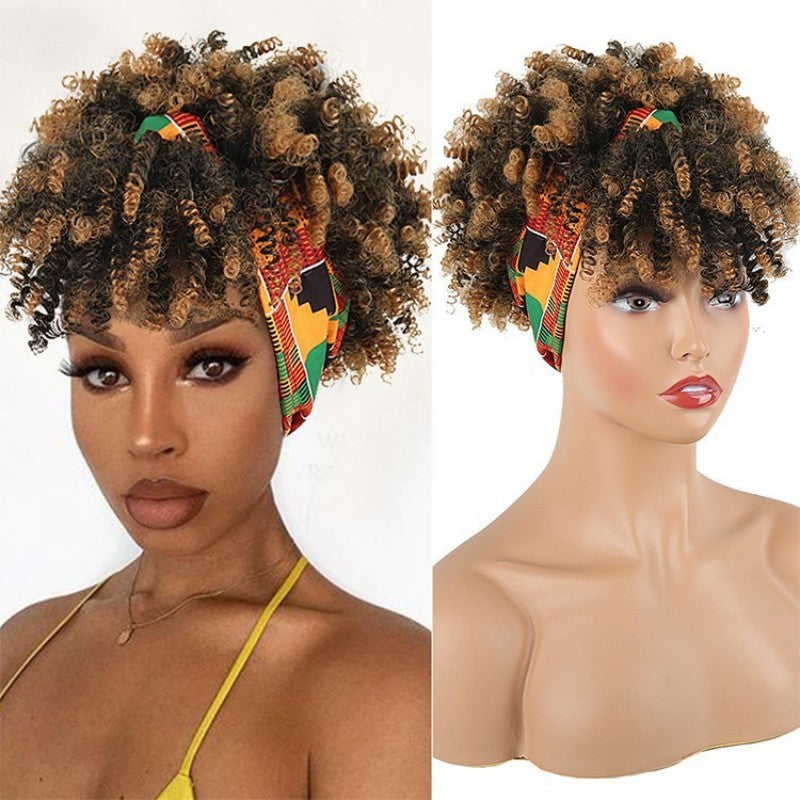 Perruque femme avec bandeau-Bouclée Afro