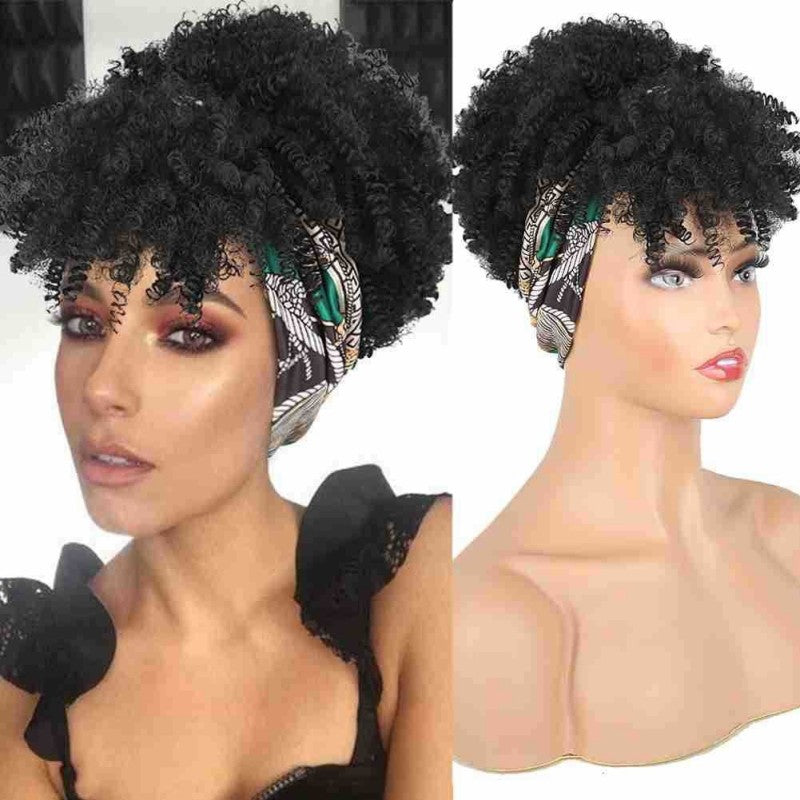Perruque femme avec bandeau-Bouclée Afro