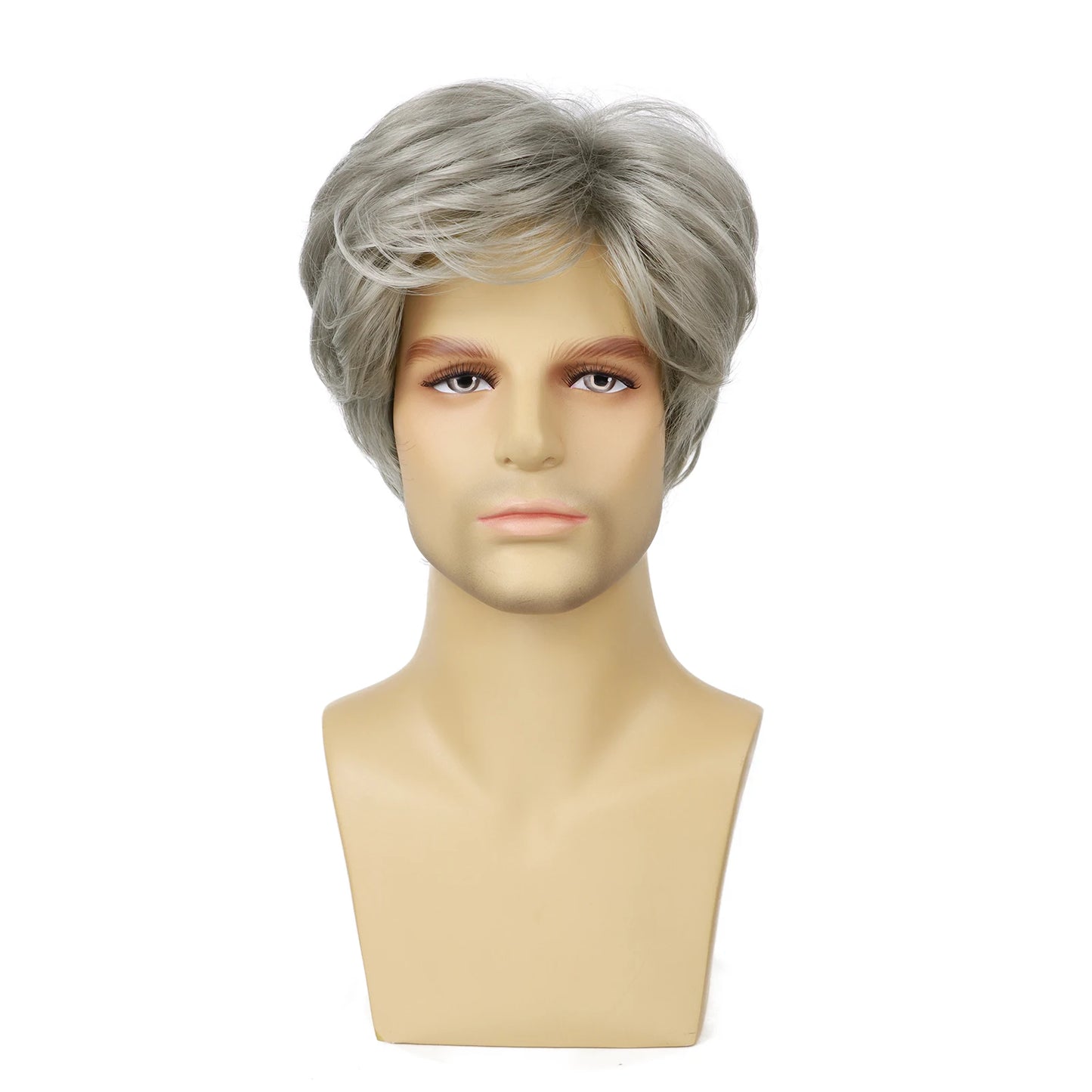 Perruque grise pour homme, coupe courte et élégante