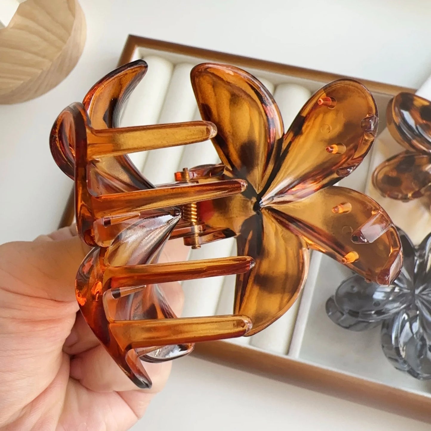 Pince a cheveux fleur - Léopard - Cheveu Soyeux