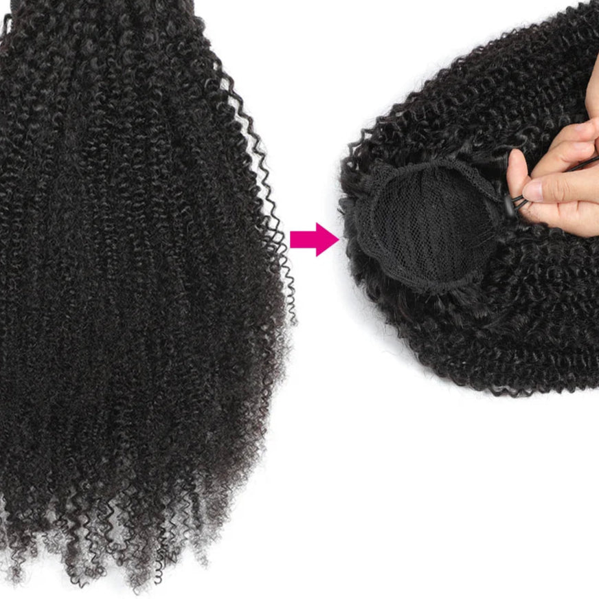 Queue de cheval à cordon afro – Extension cheveux humains