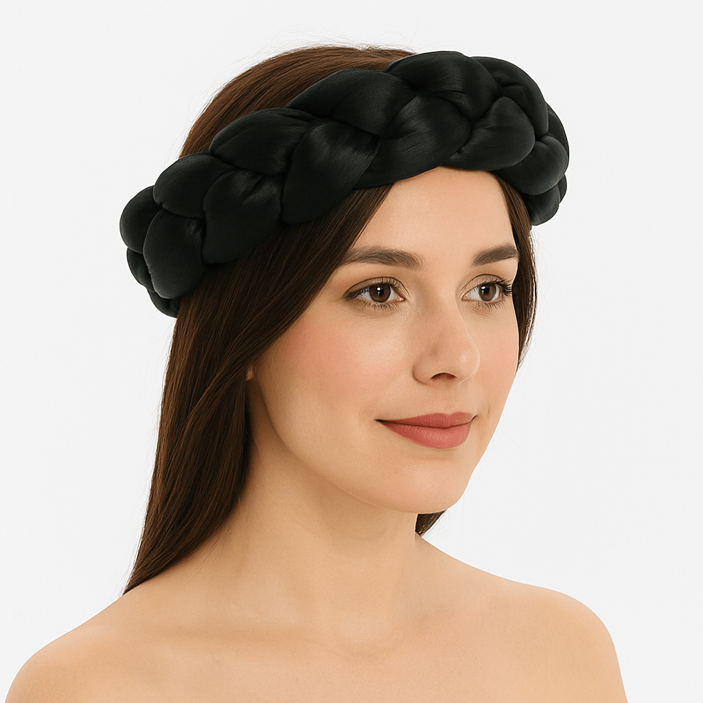 Bandeau tressé en satin-Moment détente - Cheveu Soyeux