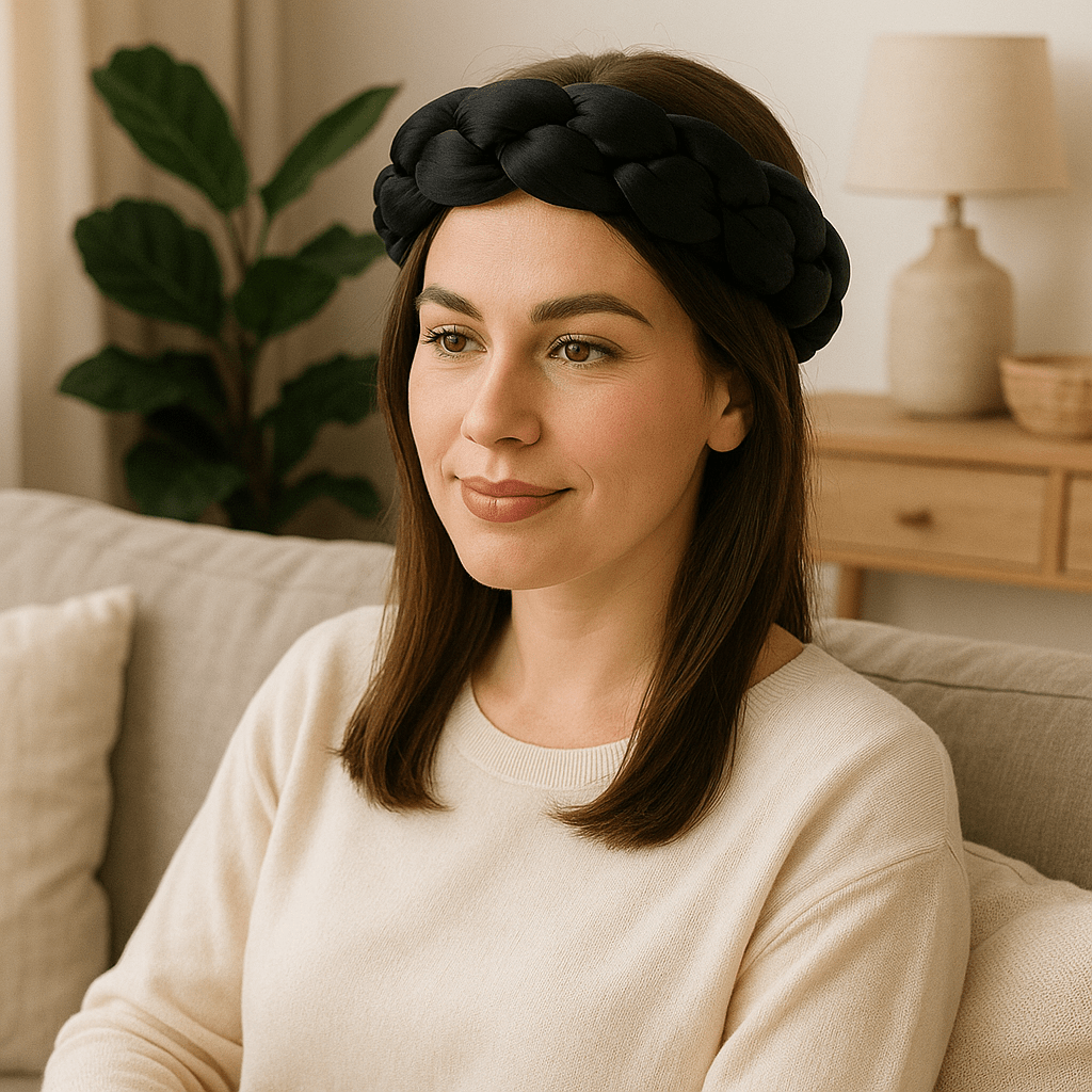 Bandeau tressé en satin-Moment détente - Cheveu Soyeux
