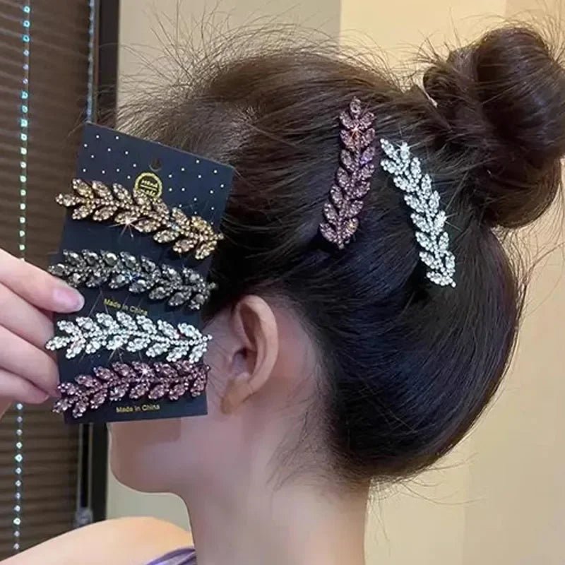 Barrettes pour les cheveux - Feuilles scintillantes - Cheveu Soyeux