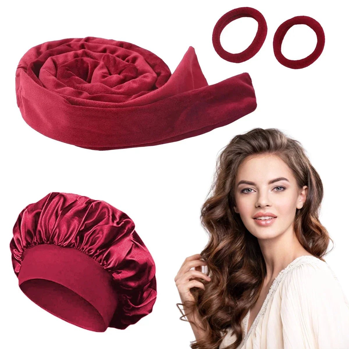 Bigoudi sans chaleur avec Bonnet Satin Assorti - Boucles - Cheveu Soyeux