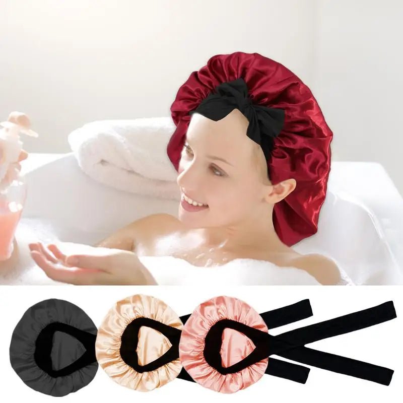 Bonnet en satin cheveux - Nœud réglable - Cheveu Soyeux