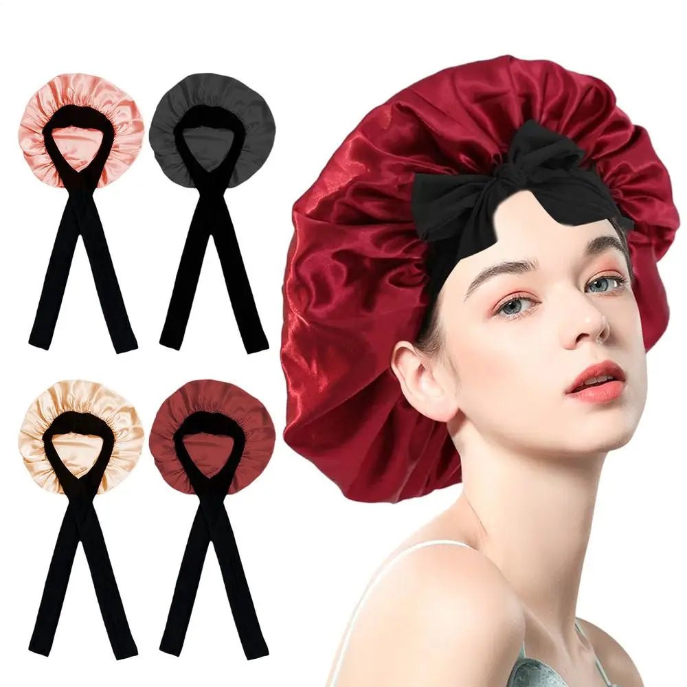 Bonnet en satin cheveux - Nœud réglable - Cheveu Soyeux