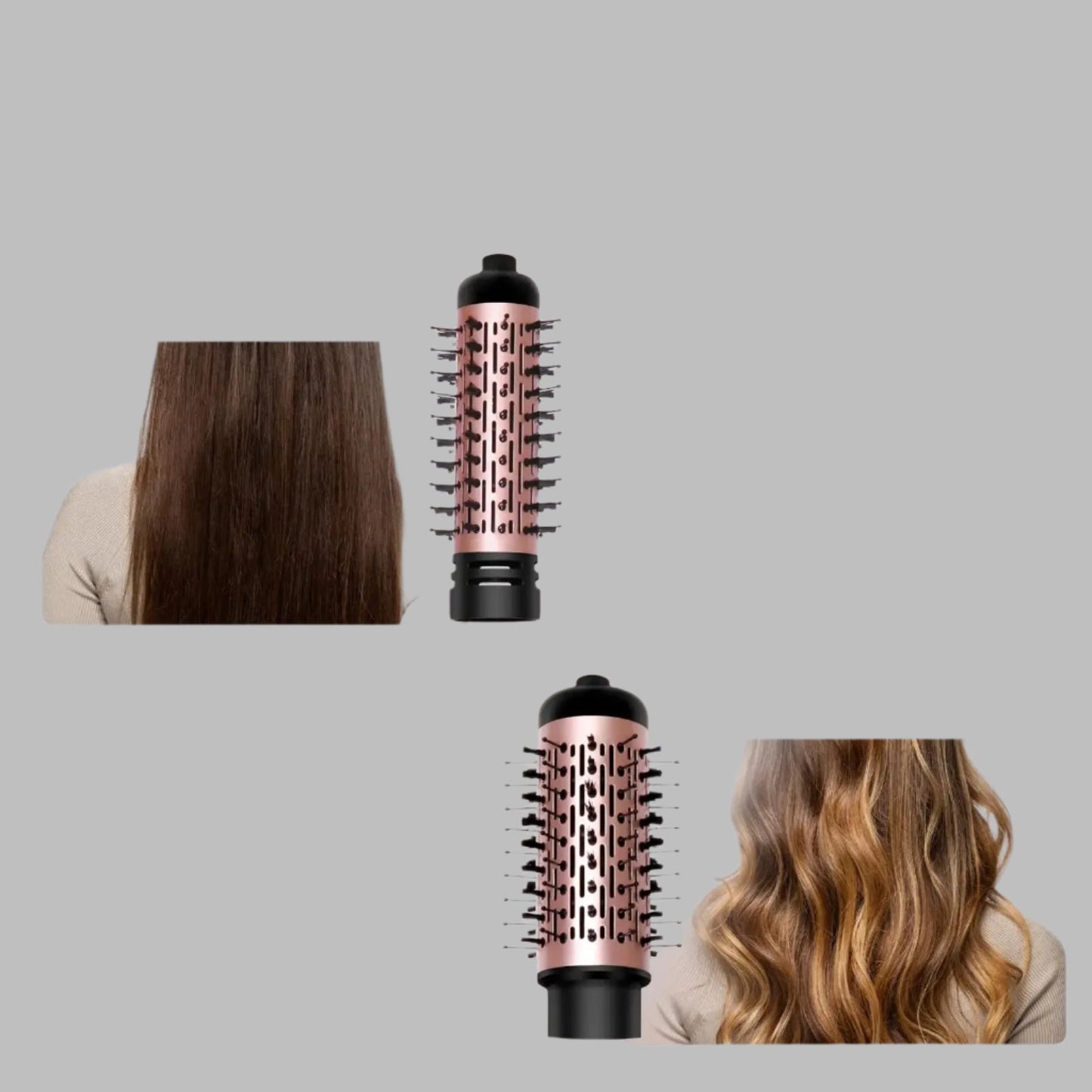 Brosse soufflante rotative - Deux tĂȘtes interchangeables - Cheveu Soyeux