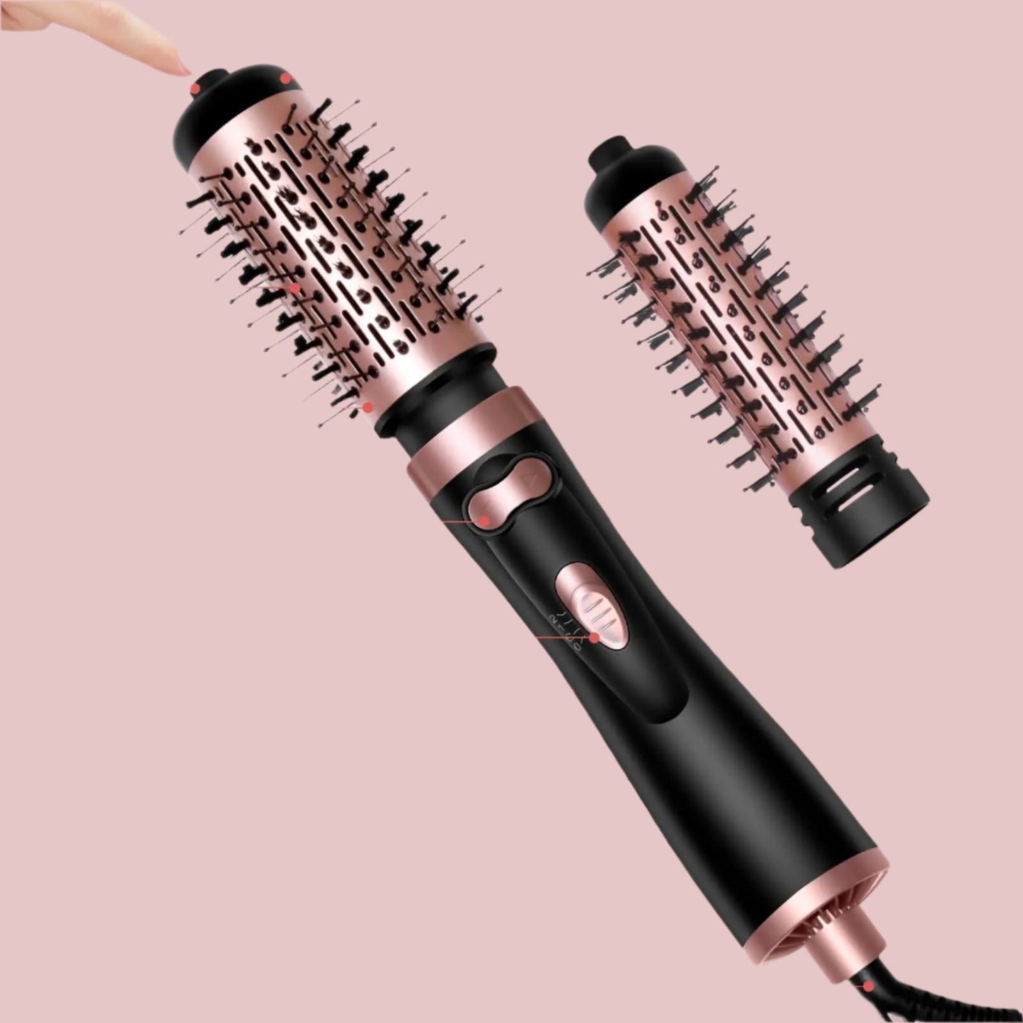 Brosse soufflante rotative - Deux tĂȘtes interchangeables - Cheveu Soyeux