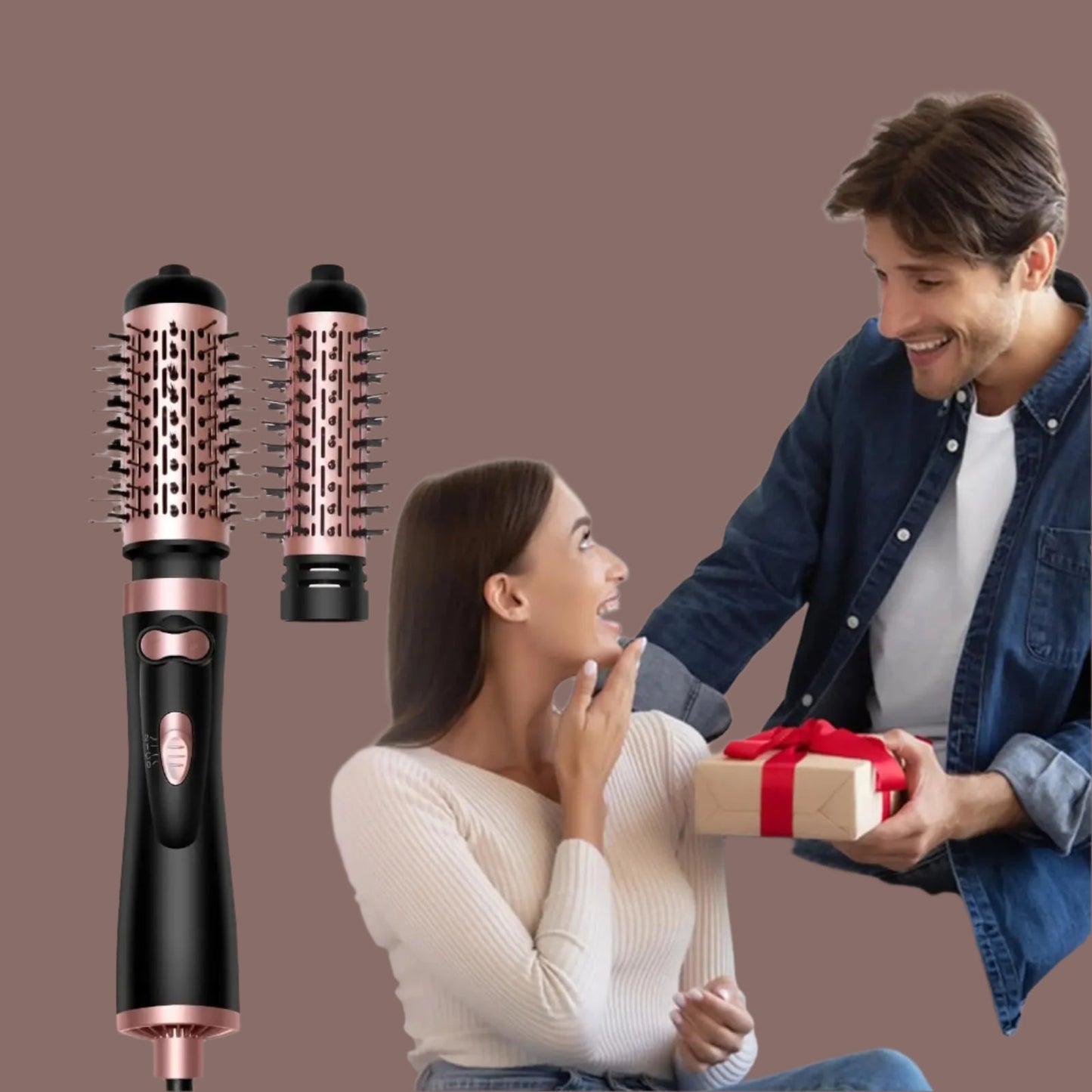 Brosse soufflante rotative - Deux tĂȘtes interchangeables - Cheveu Soyeux