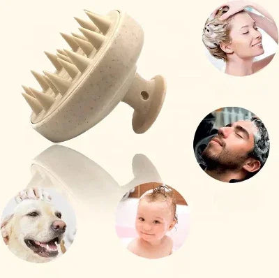 Brosse à picots blanche en plastique pour massage cuir chevelu et shampooing, utilisée par adultes, bébé et chien