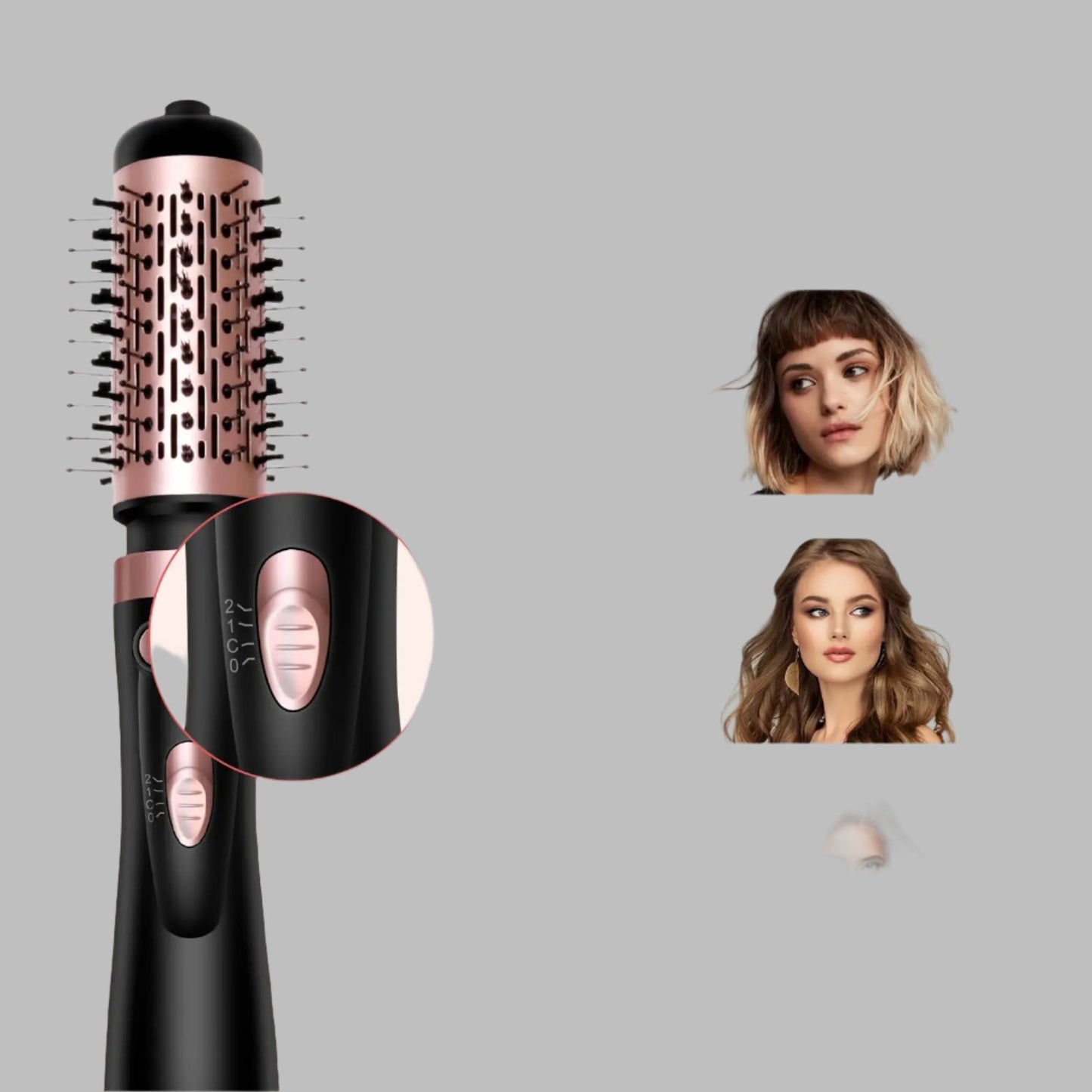 Brosse soufflante rotative - Deux tĂȘtes interchangeables - Cheveu Soyeux