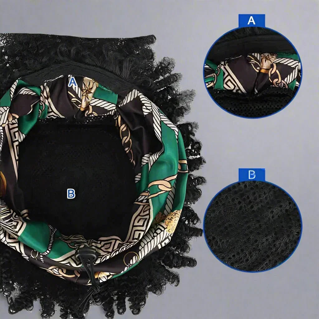 Perruque femme- Courte - Bouclée -Bandeau Afro - Cheveu Soyeux