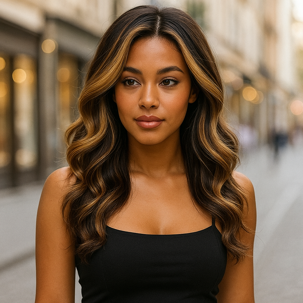 Perruque femme - Long cheveux humain balayage doré