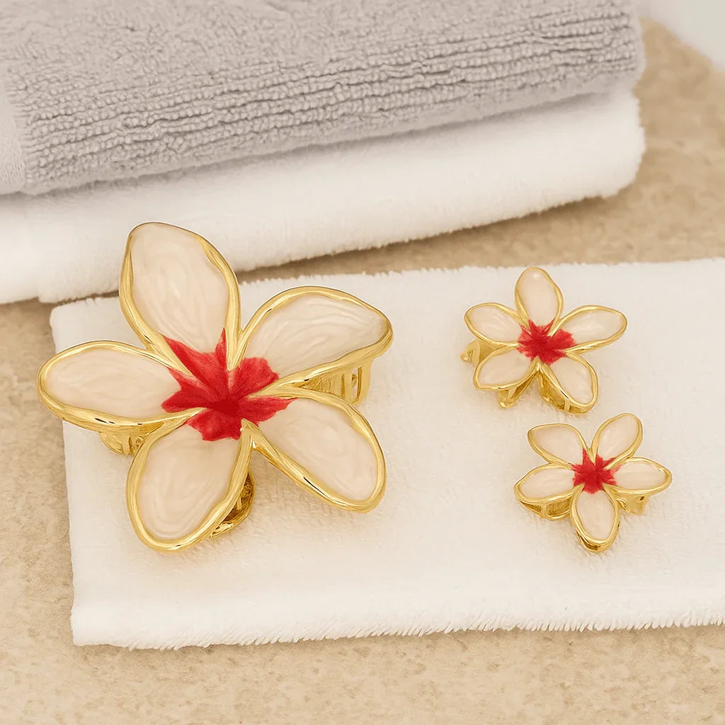 Pince à Cheveux Fleur- Élégance Hawaïenne - Cheveu Soyeux