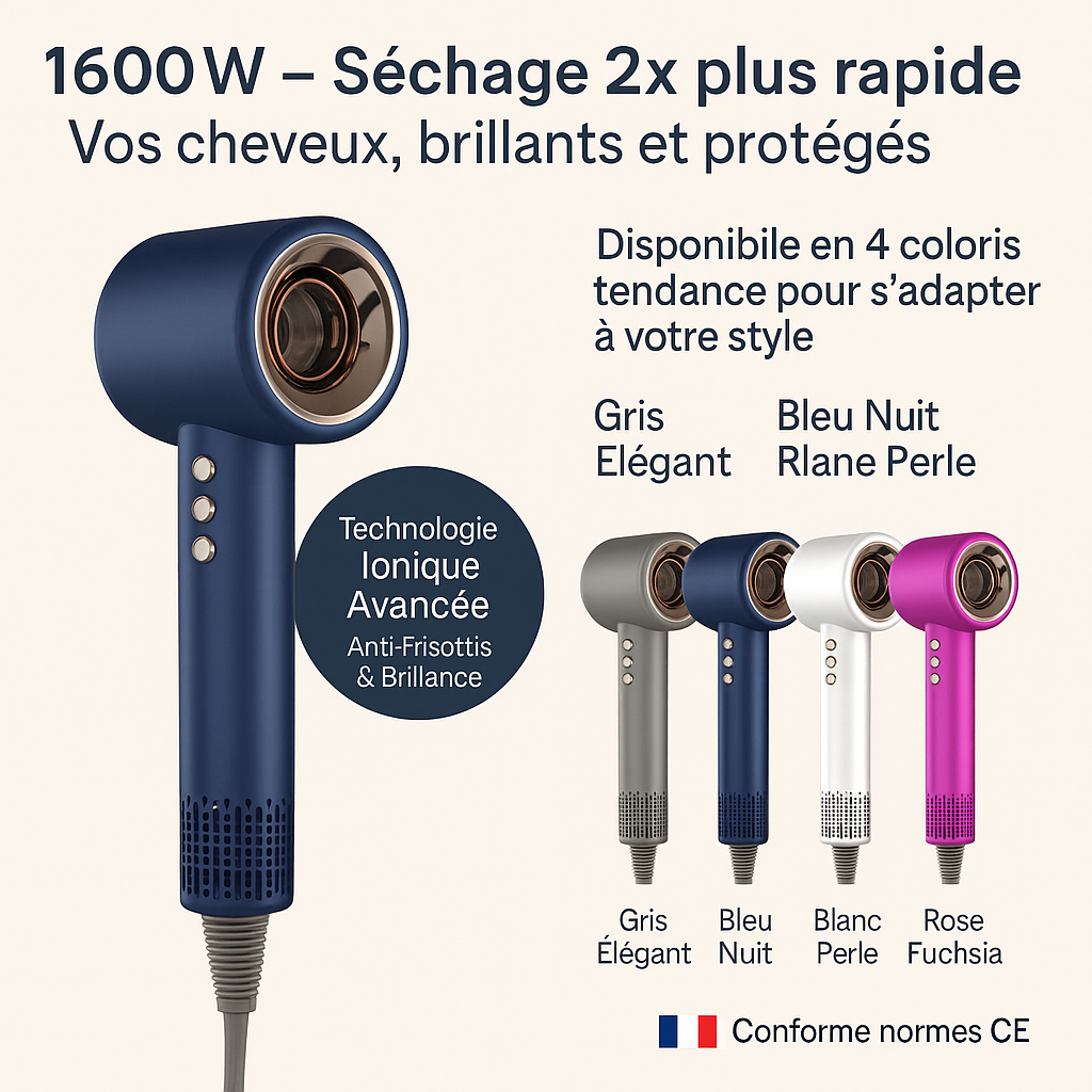 Sèche-Cheveux Ionique 1600W | Puissant