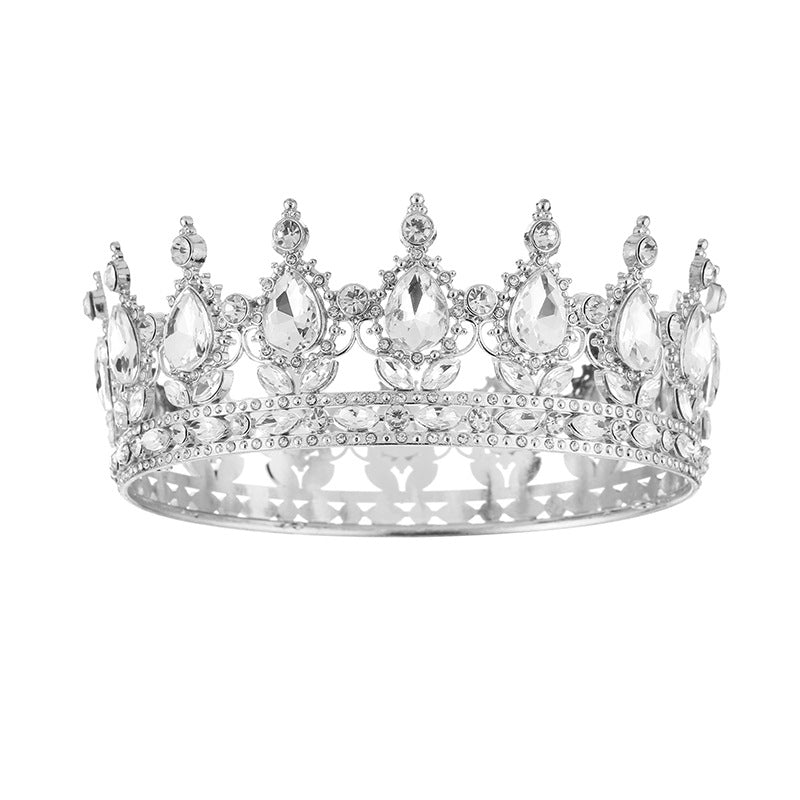 Diadème élégant argenté en strass orné d'imitation de diamant pour mariage ou soirée – vue de face
