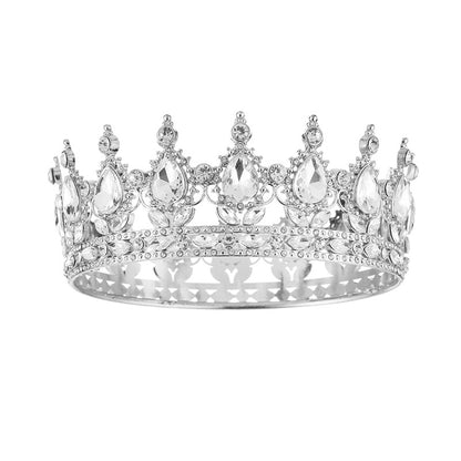 Diadème élégant argenté en strass orné d'imitation de diamant pour mariage ou soirée – vue de face