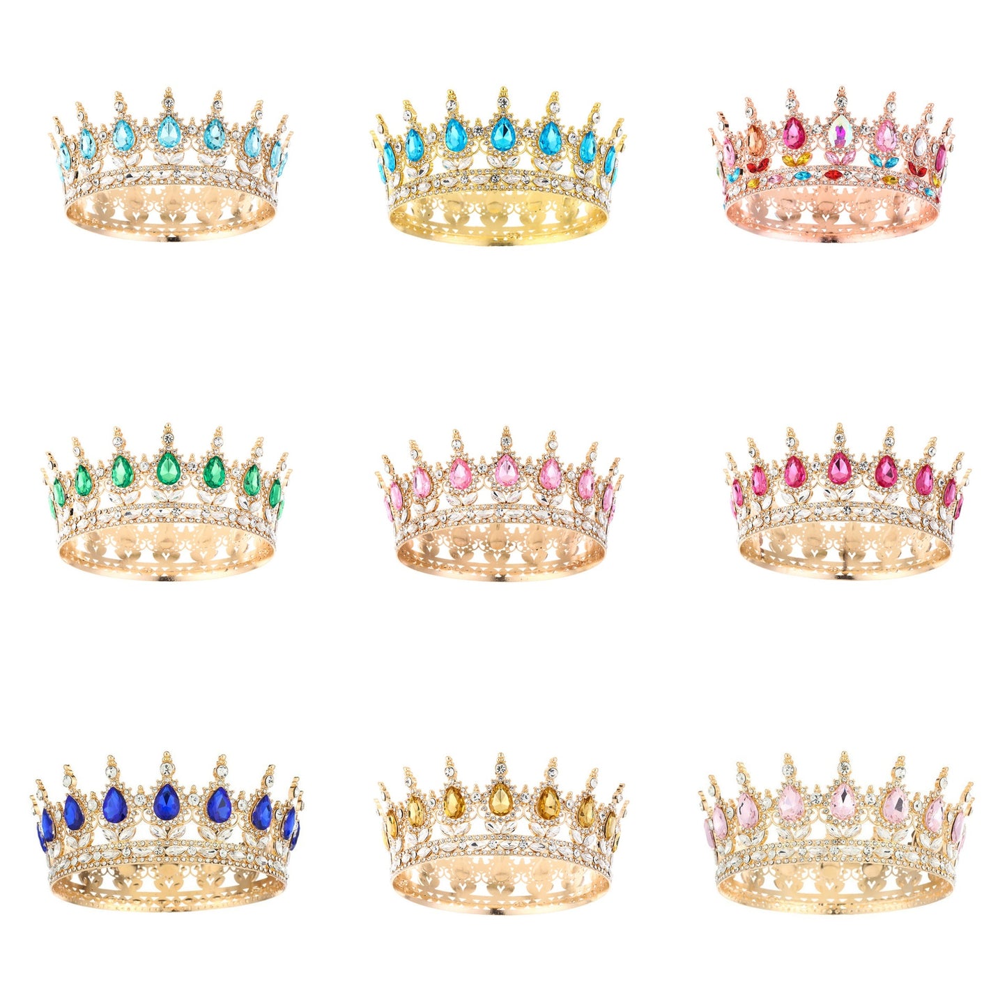Diadèmes élégants en strass doré pour mariage ou soirée – vue de face
