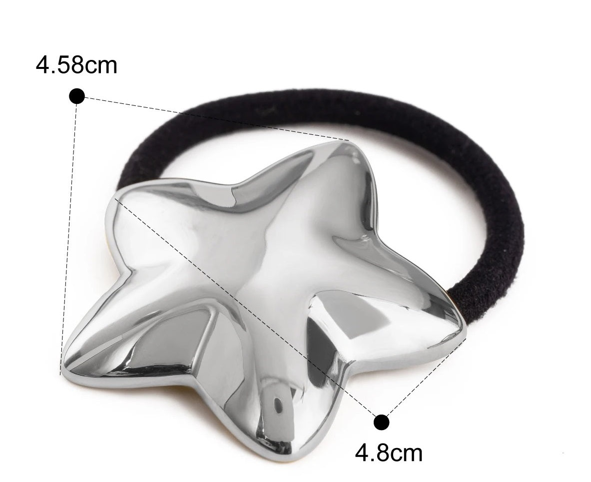 Élastique pour cheveux étoile argenté élégant avec finition brillante