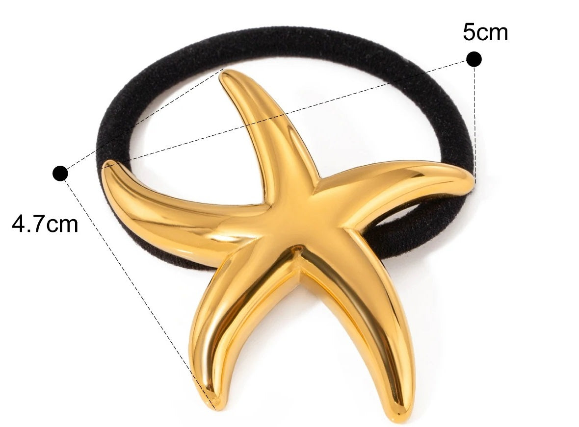 Élastique cheveux étoile de mer or pour une tenue parfaite et chic, idéale pour l'été