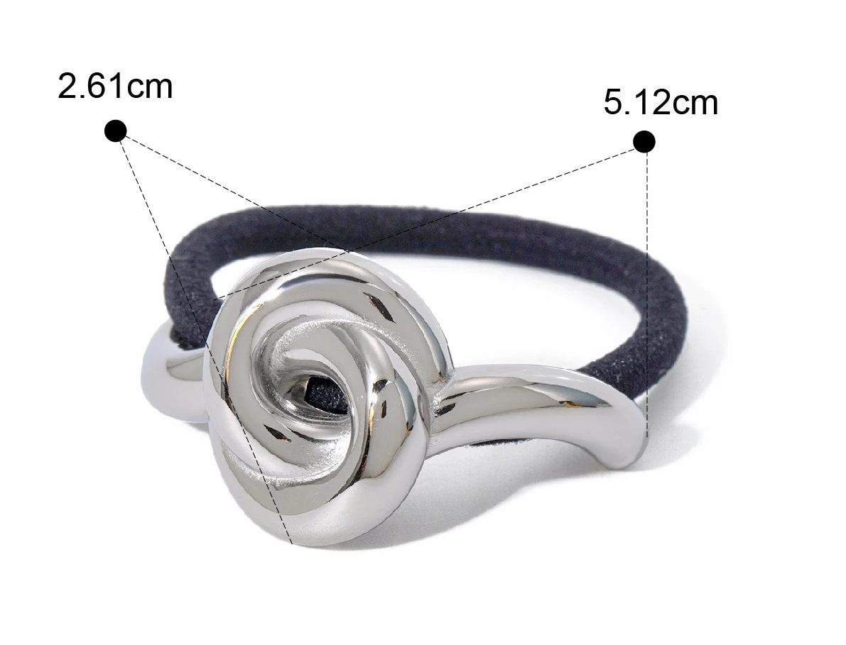 Élastique pour cheveux fleur argentée  finition métallique brillante pour un style raffiné