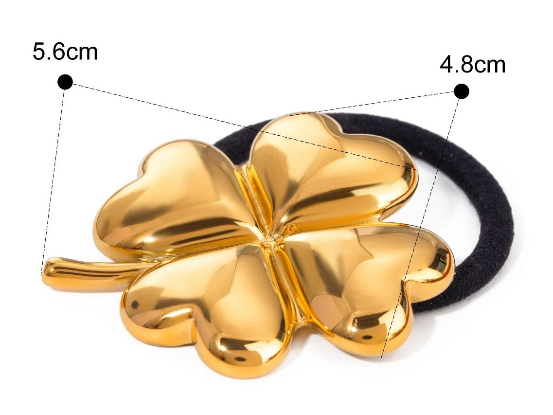 Accessoire cheveux or - Bijoux pour cheveux avec élastique trèfle, élégant et raffiné