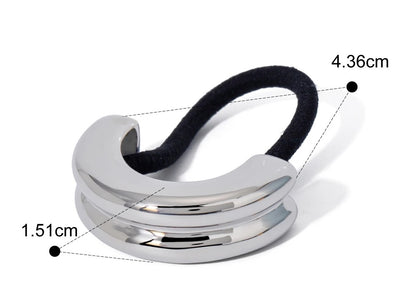 Élastique pour cheveux, finition métallique argentée  brillante pour un style raffiné