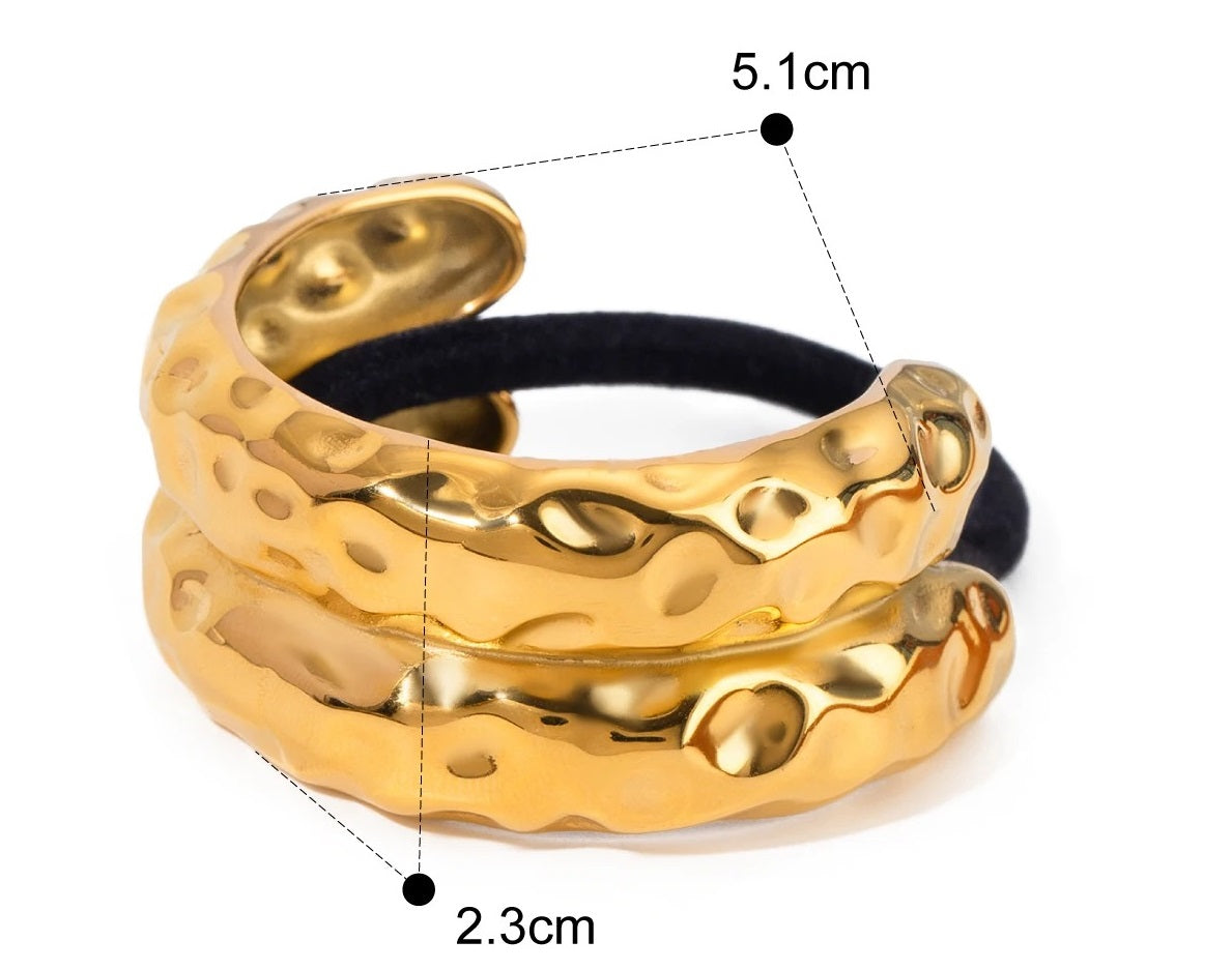 Accessoires cheveux or bosselet - Bijoux pour cheveux, élastiques et boucles élégants pour coiffures raffinées - double boucle