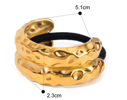 Accessoires cheveux or bosselet - Bijoux pour cheveux, élastiques et boucles élégants pour coiffures raffinées - double boucle
