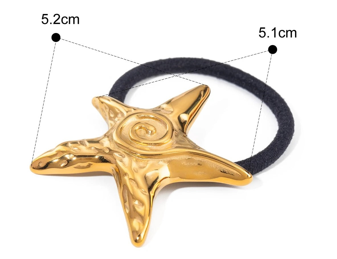 Élastique cheveux étoile martelée or pour une tenue parfaite et chic