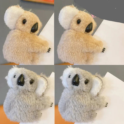 4 Pinces à cheveux peluche Koala  2 grise  et 2 beige  : l'accessoire mignon et pratique - Parfaite pour les petites filles comme pour les adultes, cette pince originale et kawaii permet de maintenir vos cheveux tout en apportant une note ludique et mignonne-