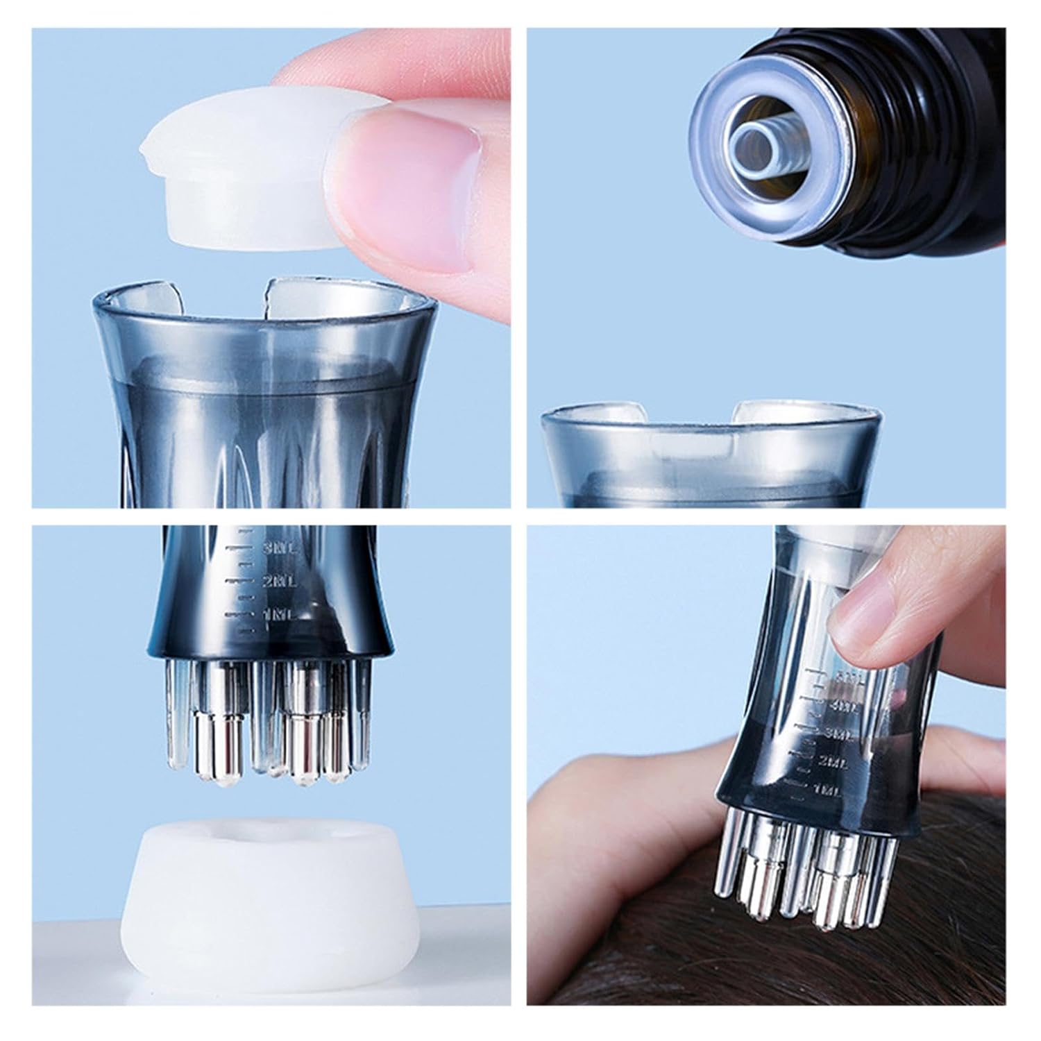 applicateur d'huile qui se fait remplir d'huile. 