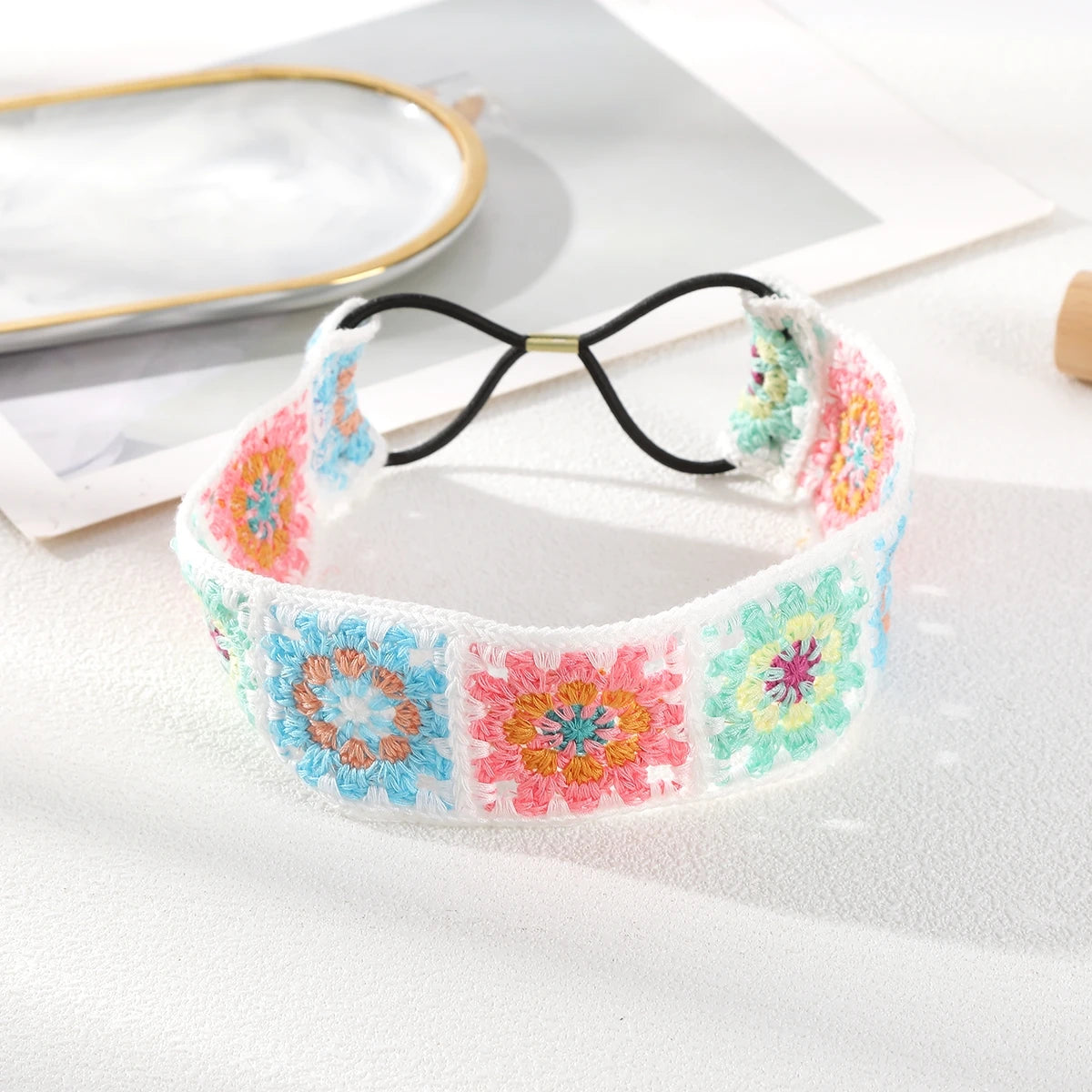 Bandeau cheveu-Artisanal Crochet fleuri